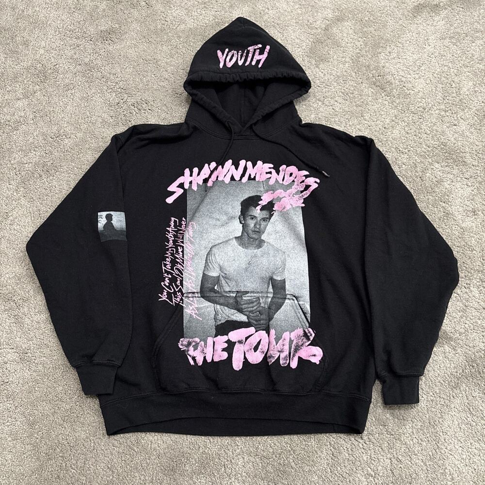 Shawn Mendes The Tour Hoodie Size Large Black Official Concert Merchandise